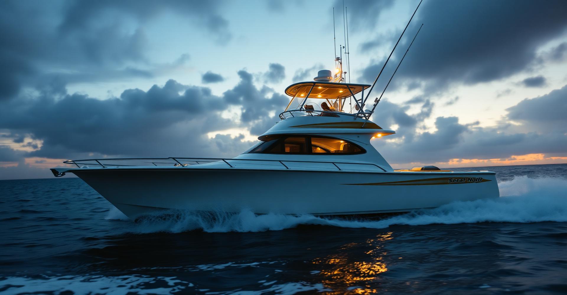 Boat cruising at dusk after refinishing
